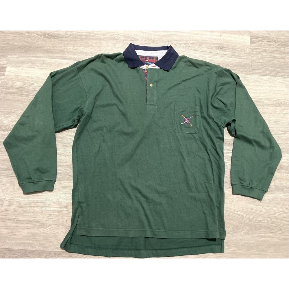 Bugle Boy Original Vintage‎ Men's Golf Polo Medium Blue Collar Short Sleeve